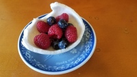 Berries in a coconut half